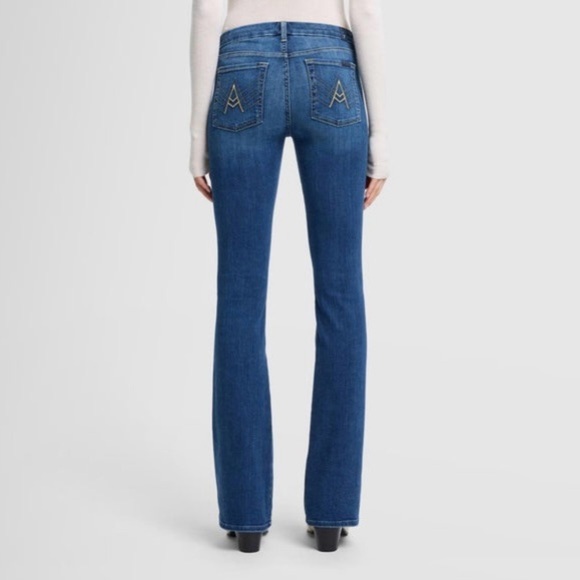 7 For All Mankind| Chic Blue Boot Cut Jeans w/A Pocket Rhinestone Details Sz 29 - Picture 1 of 6